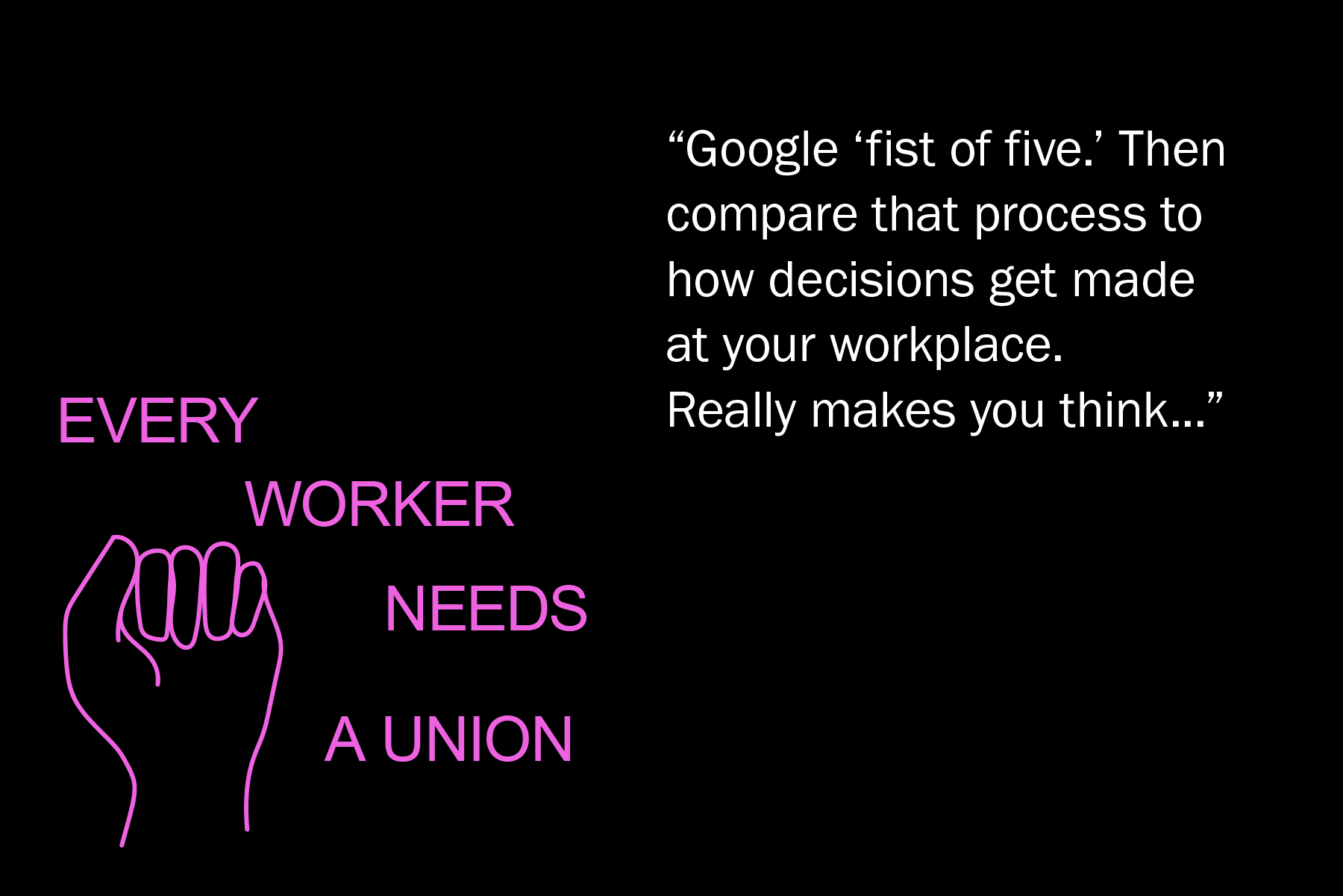 Google “fist of five.” Then compare that process to how decisions get made at your workplace. Really makes you think...